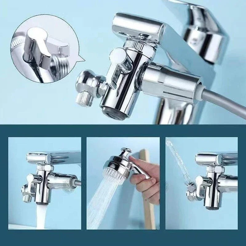 حنفية ماء متعددة الوظائف 3 في 1 بتصميم دوار 360 ورأس دش للتدليك 5