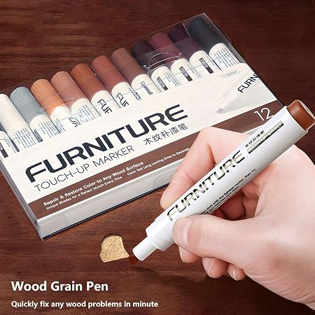 أقلام Wood Markers لإصلاح خدوش الخشب – 12 قلمًا بألوان متعددة 1