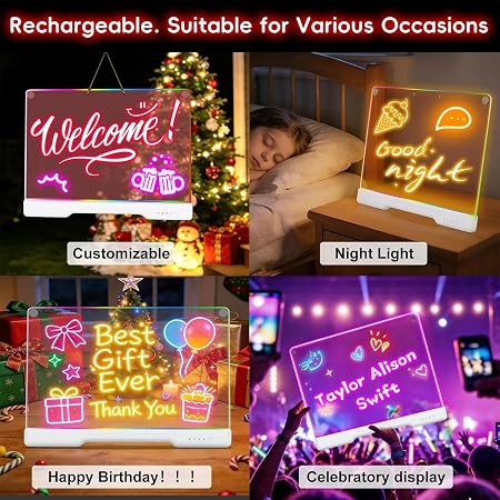 لوح الرسم والكتابة المضيء 16 بوصة LED – قابل للشحن مع 7 أوضاع إضاءة 6